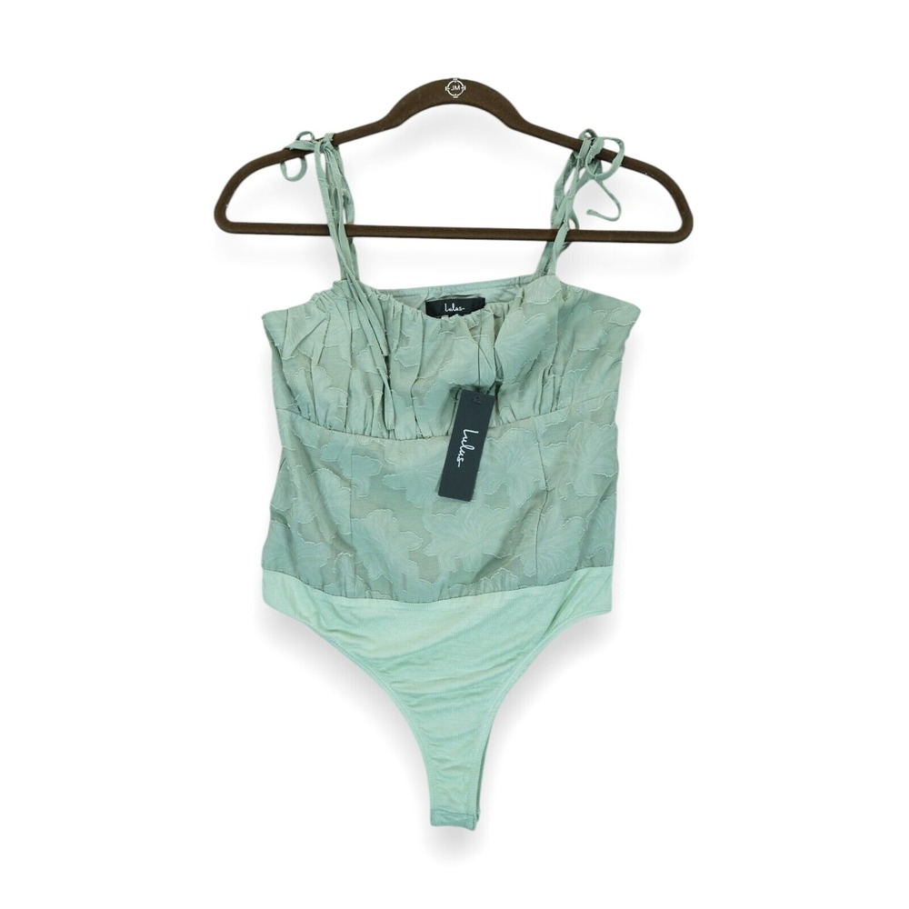 NWT Lulus Bodysuit Women's Top Small Green‎ Floral Print Sleeveless Thong
